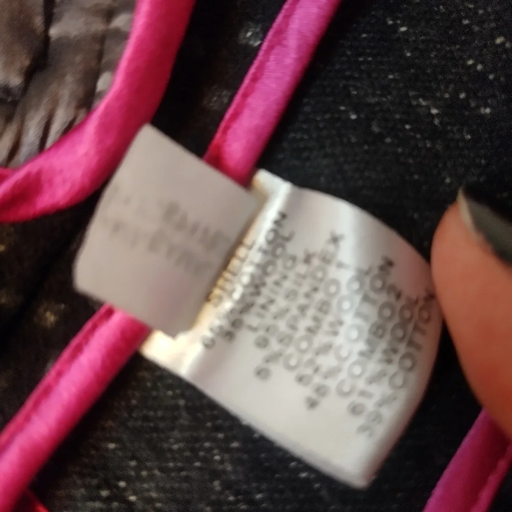 DIANE VON FURSTENBERG Black and Grey Textured Wool Blend Blazer size 4 - Picture 9 of 10